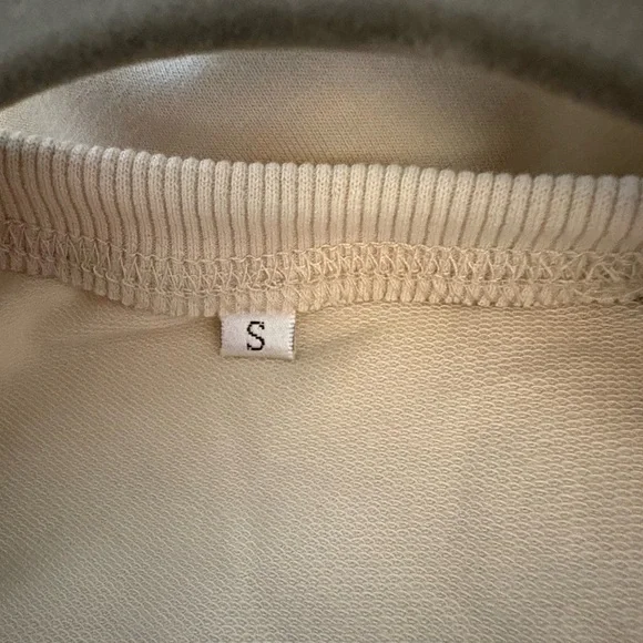 NWOT-Cream Sweatshirt with Colorful 
Embroidered mini Paw Prints - Picture 5 of 9